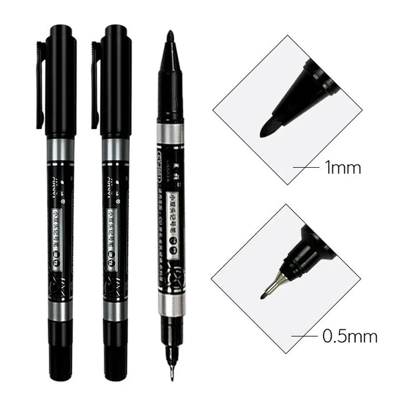 3/5Pcs Set Dual Tip Permanent Art Marker Fineliner Pen 0.5mm 1mm Fine Line Comics Painting Drawing Signature Writing Stationery