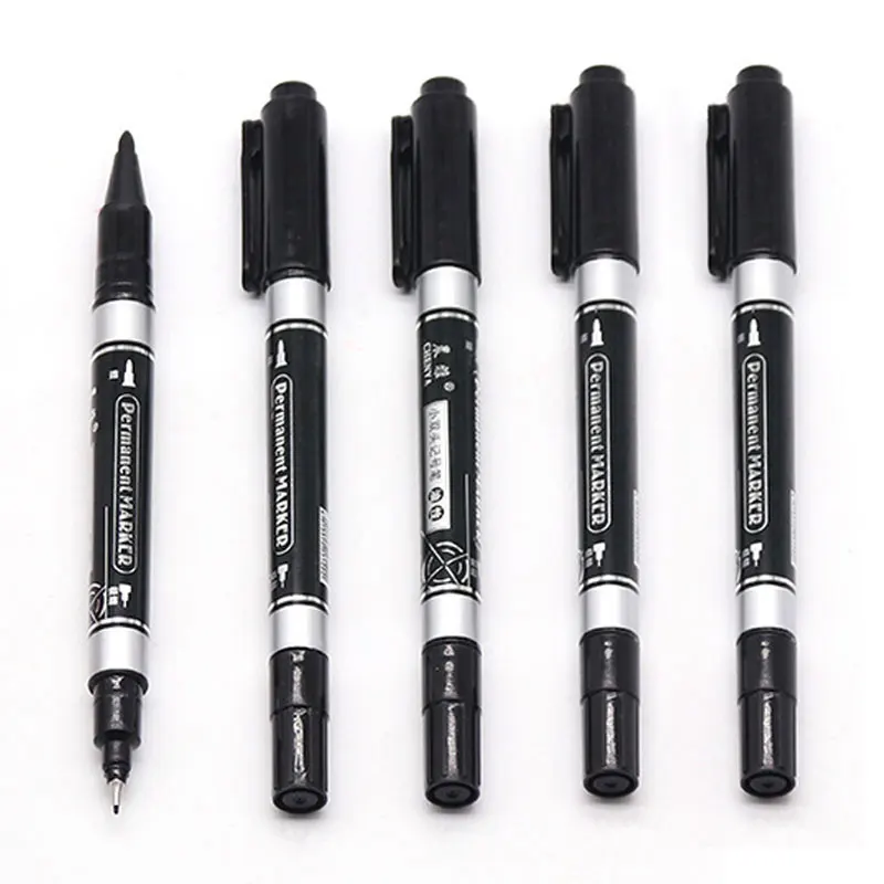 3/5Pcs Set Dual Tip Permanent Art Marker Fineliner Pen 0.5mm 1mm Fine Line Comics Painting Drawing Signature Writing Stationery