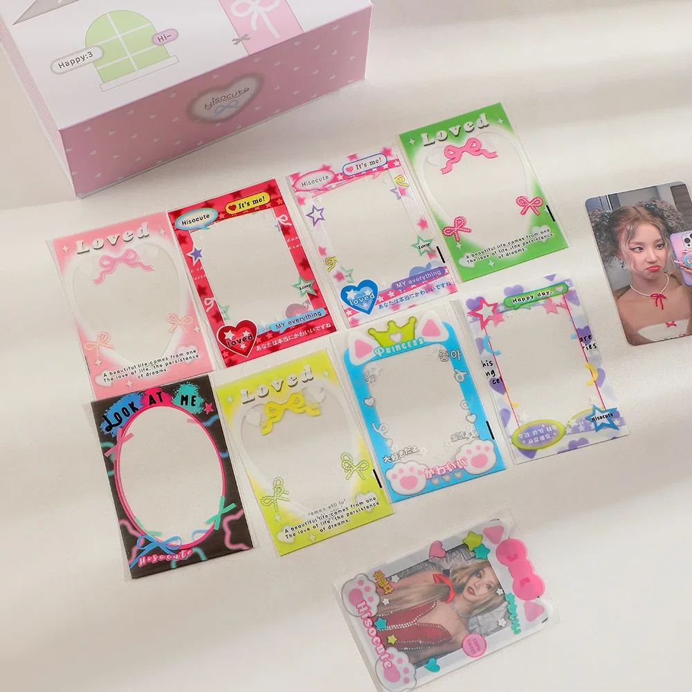 MINKYS 20pcs/pack Pack Kawai 3 inch Kpop Photocard Frame Photo Decorative PP Sleeves Bag School Stationery