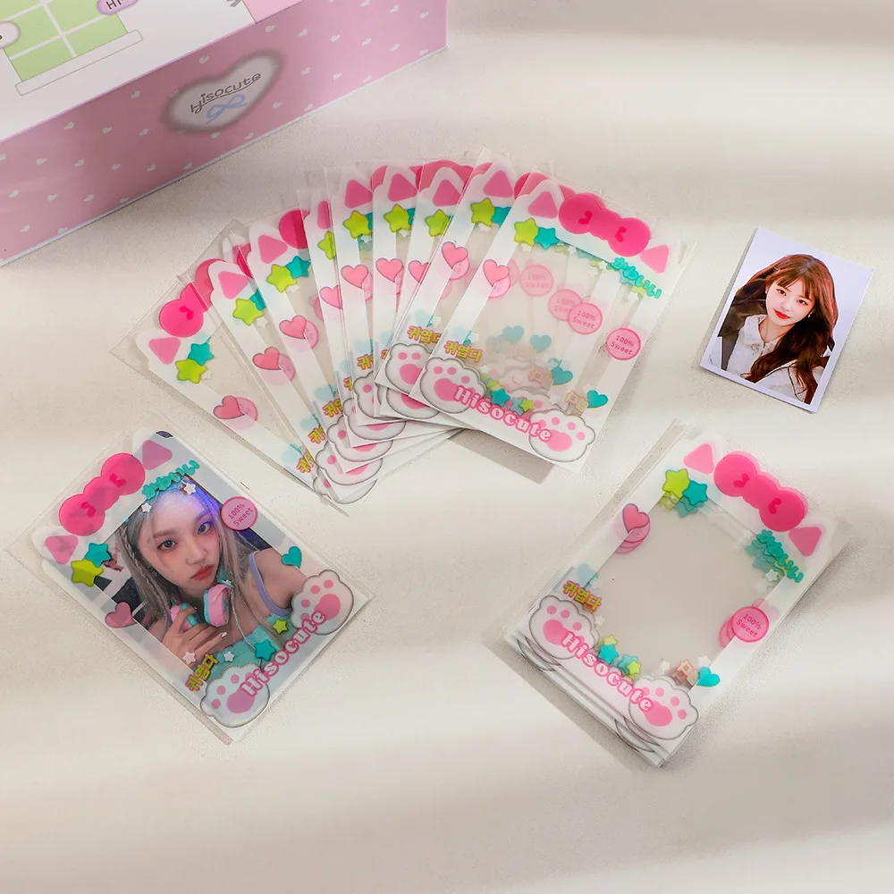 MINKYS 20pcs/pack Pack Kawai 3 inch Kpop Photocard Frame Photo Decorative PP Sleeves Bag School Stationery