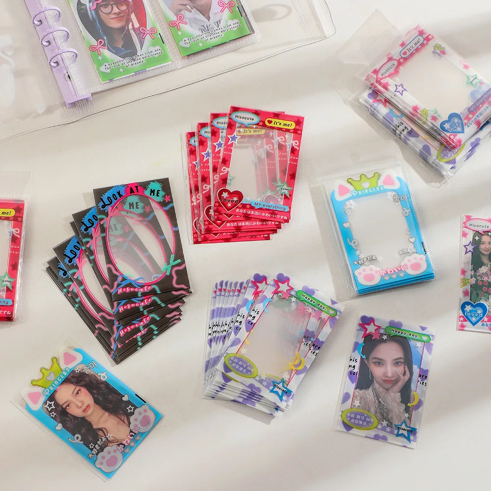 MINKYS 20pcs/pack Pack Kawai 3 inch Kpop Photocard Frame Photo Decorative PP Sleeves Bag School Stationery