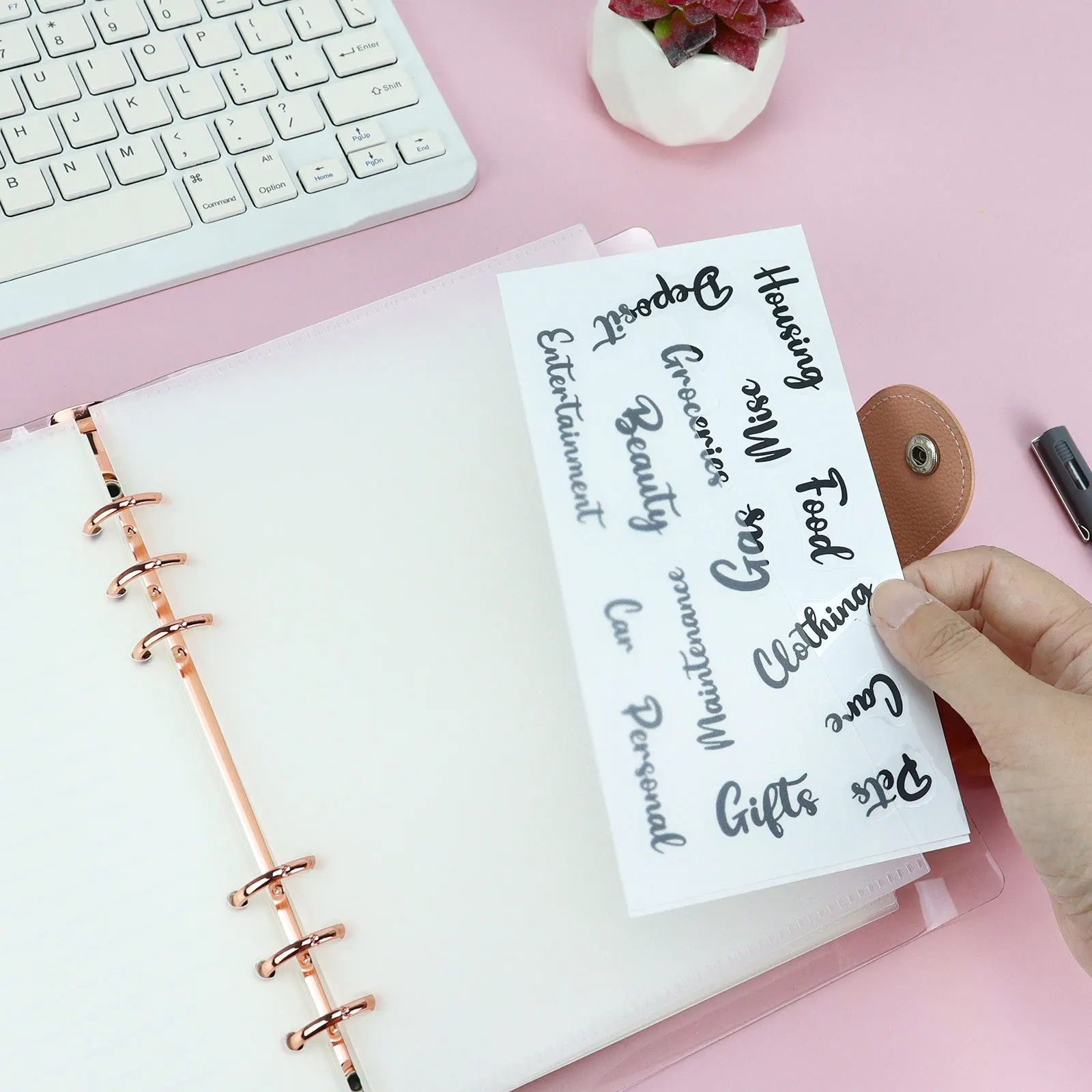 A5 A6 A7 Binder PP Pocket Divider Pockets Folders for 6 Ring Notebook Divider Page Waterproof PVC Leaf Document Filing Bag