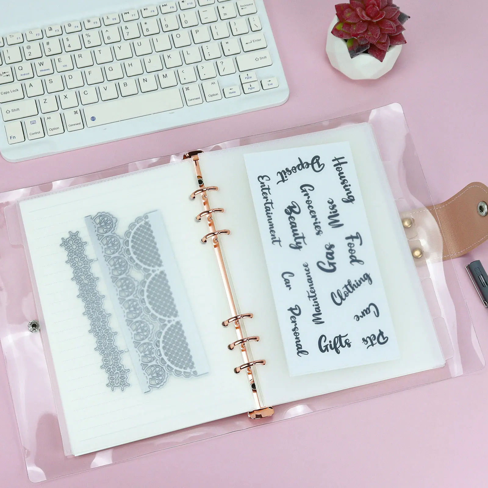 A5 A6 A7 Binder PP Pocket Divider Pockets Folders for 6 Ring Notebook Divider Page Waterproof PVC Leaf Document Filing Bag