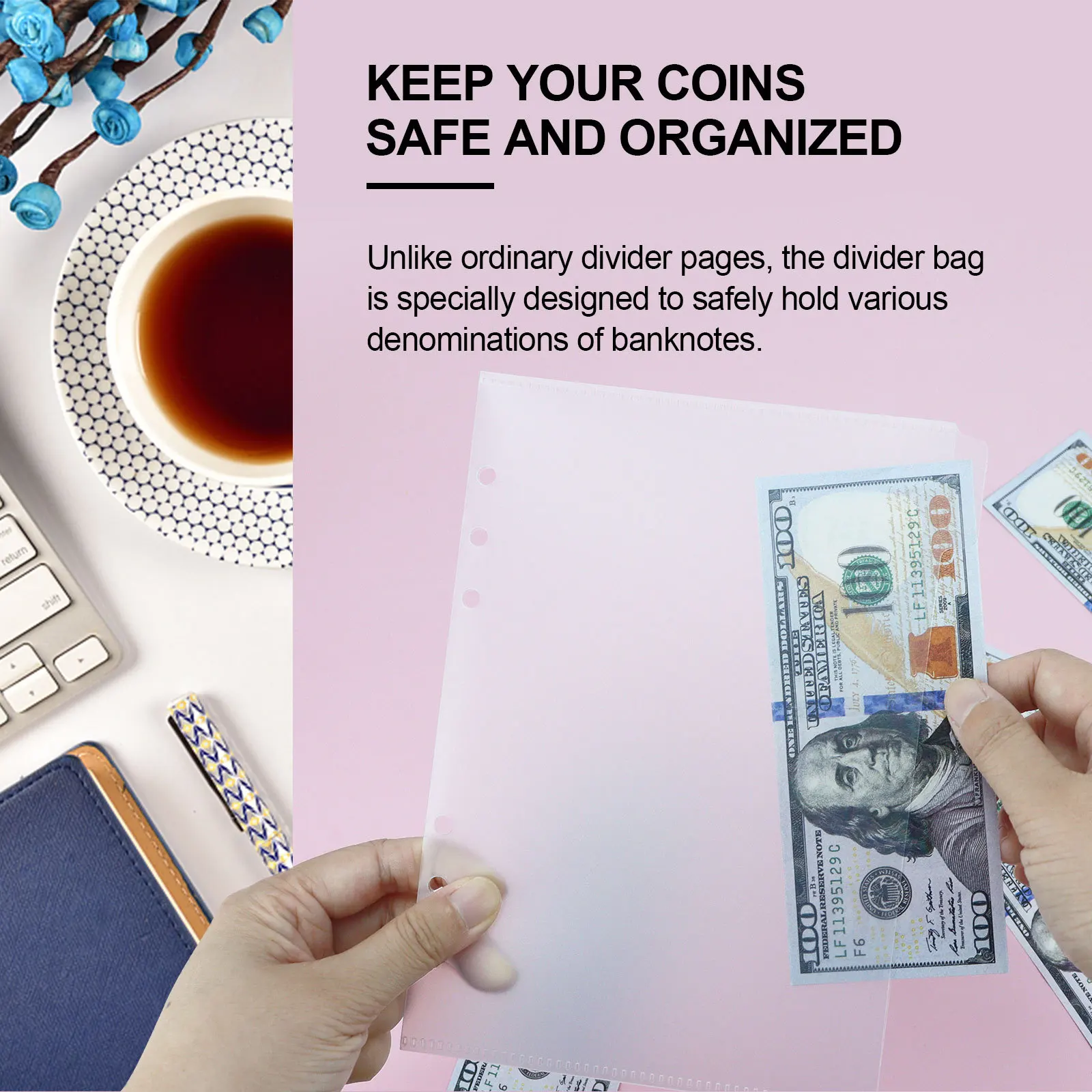A5 A6 A7 Binder PP Pocket Divider Pockets Folders for 6 Ring Notebook Divider Page Waterproof PVC Leaf Document Filing Bag