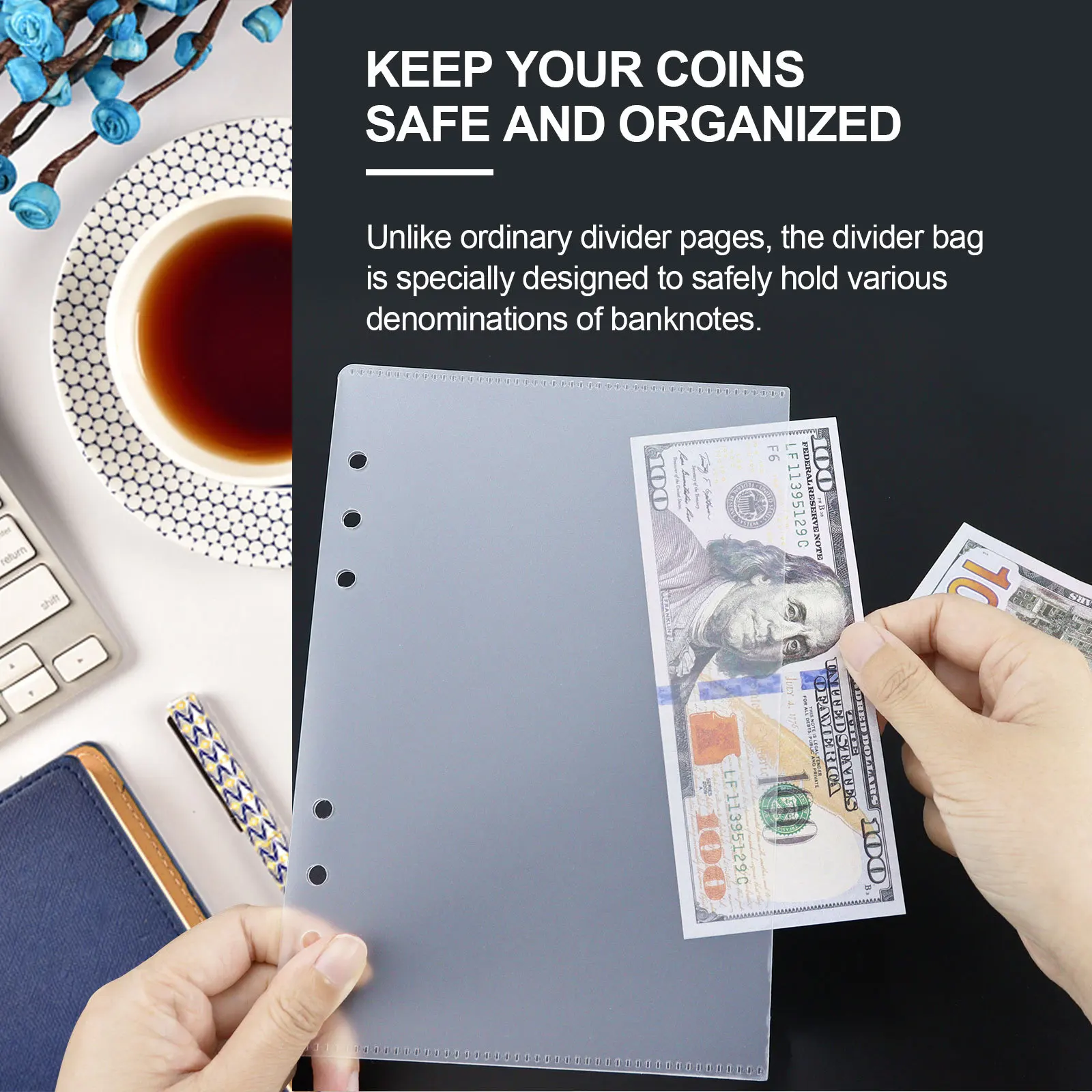 A5 A6 A7 Binder PP Pocket Divider Pockets Folders for 6 Ring Notebook Divider Page Waterproof PVC Leaf Document Filing Bag