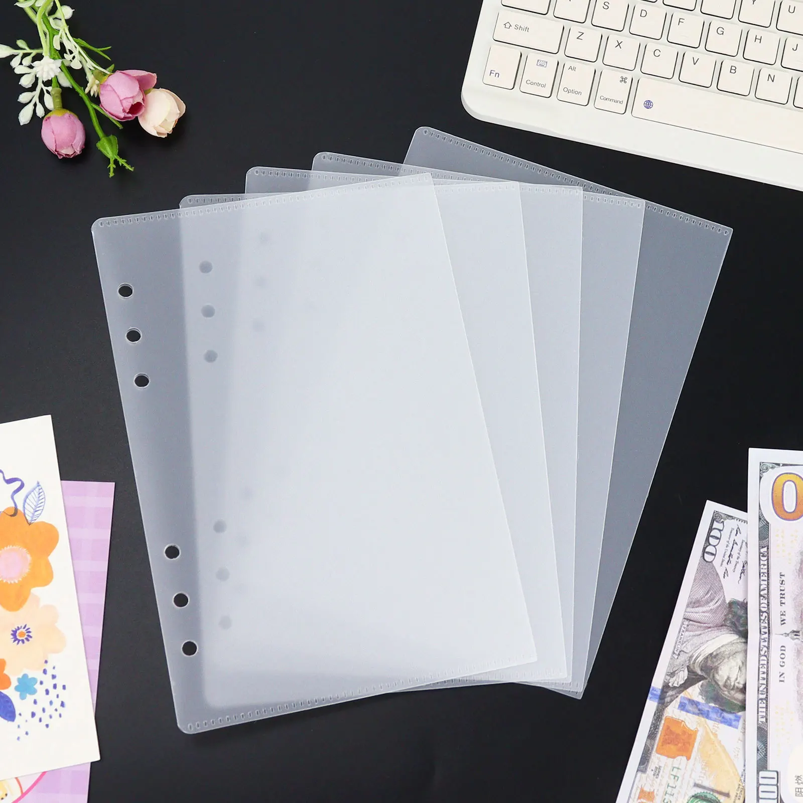 A5 A6 A7 Binder PP Pocket Divider Pockets Folders for 6 Ring Notebook Divider Page Waterproof PVC Leaf Document Filing Bag