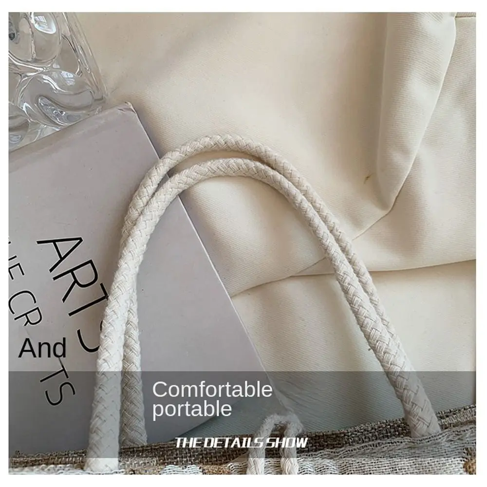 Linen Fabric Canvas Handbag Large-capacity Cartoon Bear Picnic Breakfast Bag With Button Reusable Lunch Bags Women