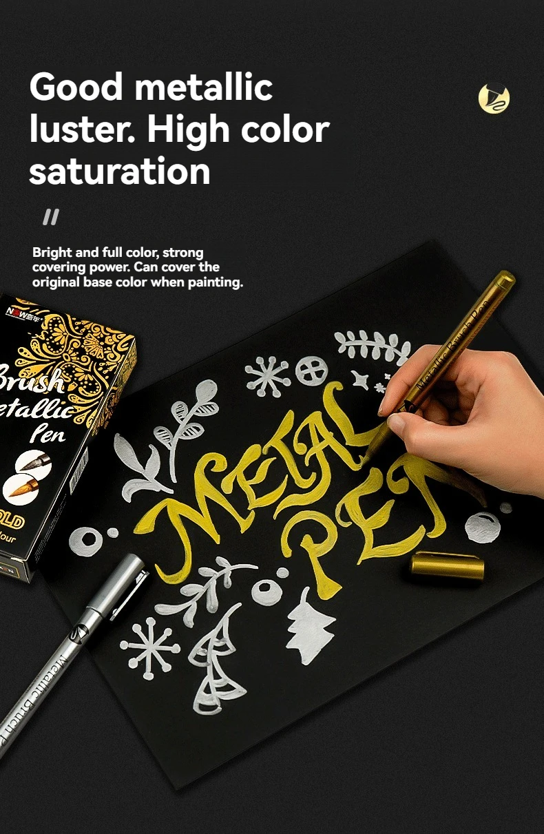 6/12Pcs Soft Brush Permanent Metallic Paint Marker Pen, Waterproof Gold&Silver ,Rock, Mug, Ceramic, Glass, DIY Painting Supplies