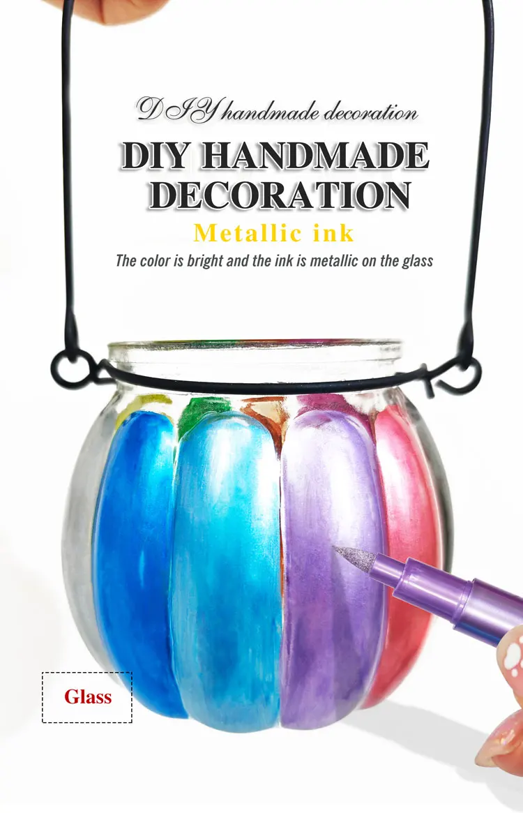 12 Colors Metallic Markers Pens colors Paint Pens for Black Paper, Glass, Rock Painting, DIY Scrapbook Album Student stationery