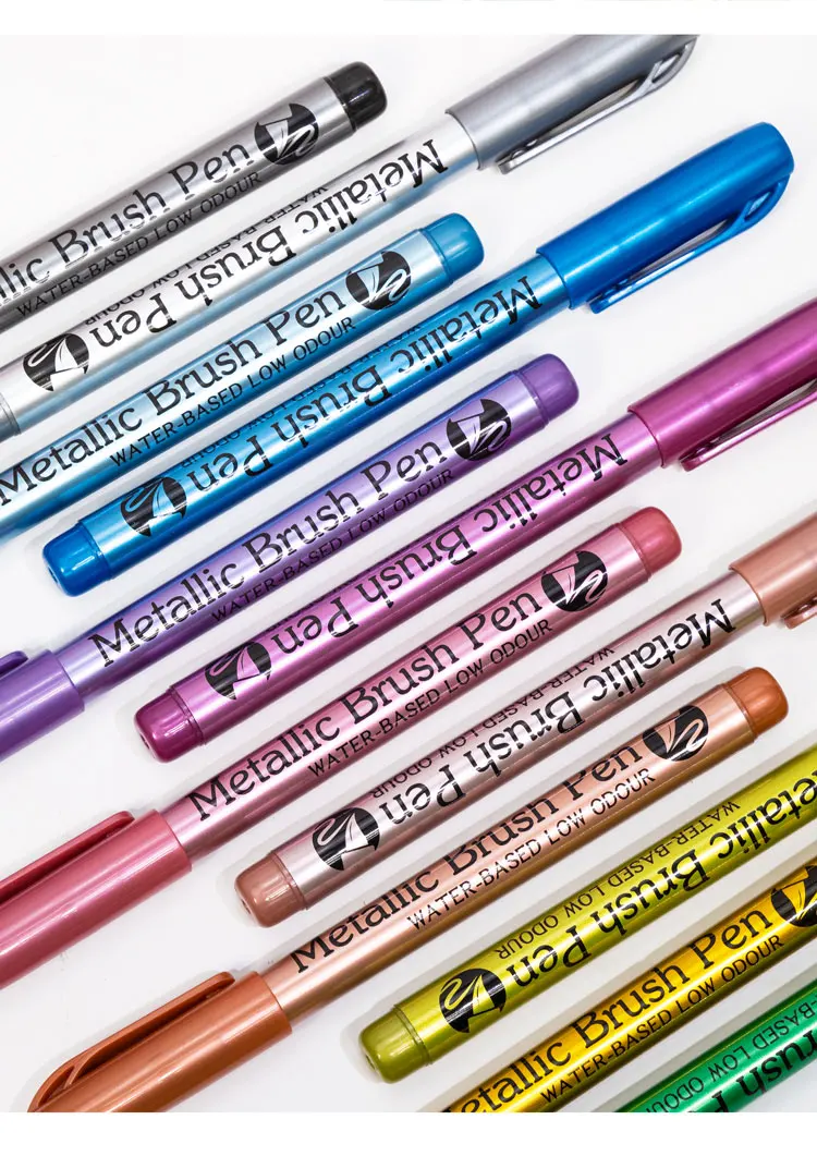 12 Colors Metallic Markers Pens colors Paint Pens for Black Paper, Glass, Rock Painting, DIY Scrapbook Album Student stationery