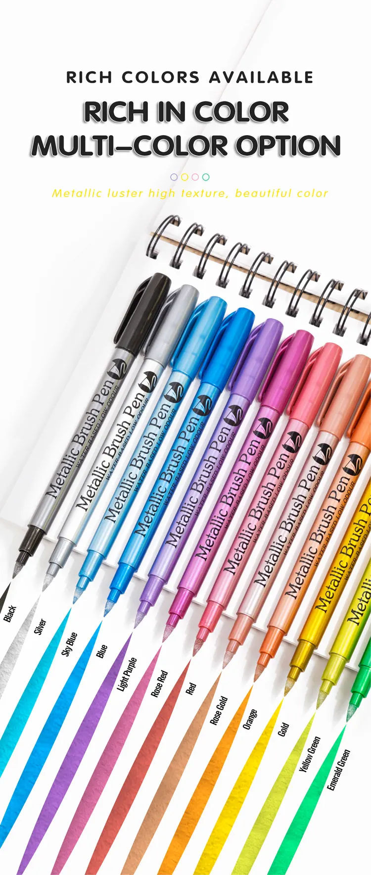 12 Colors Metallic Markers Pens colors Paint Pens for Black Paper, Glass, Rock Painting, DIY Scrapbook Album Student stationery