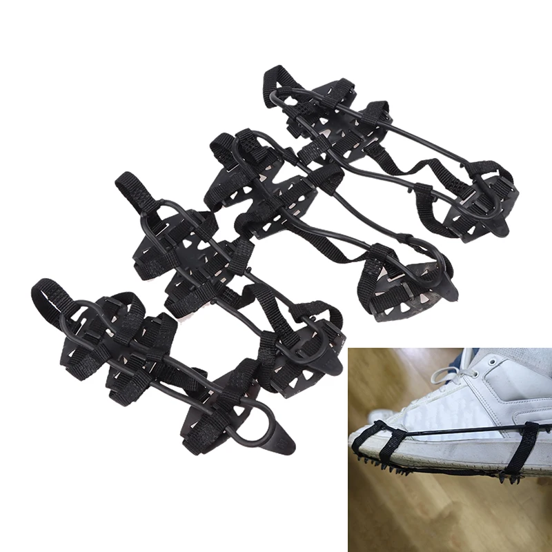 1 Pair M L Crampons Shoes Cover 24 Teeth Anti-Slip Ice Grips Gripper Shoes Boot Hiking Ice Climbing Shoe Spikes Climbing Chain