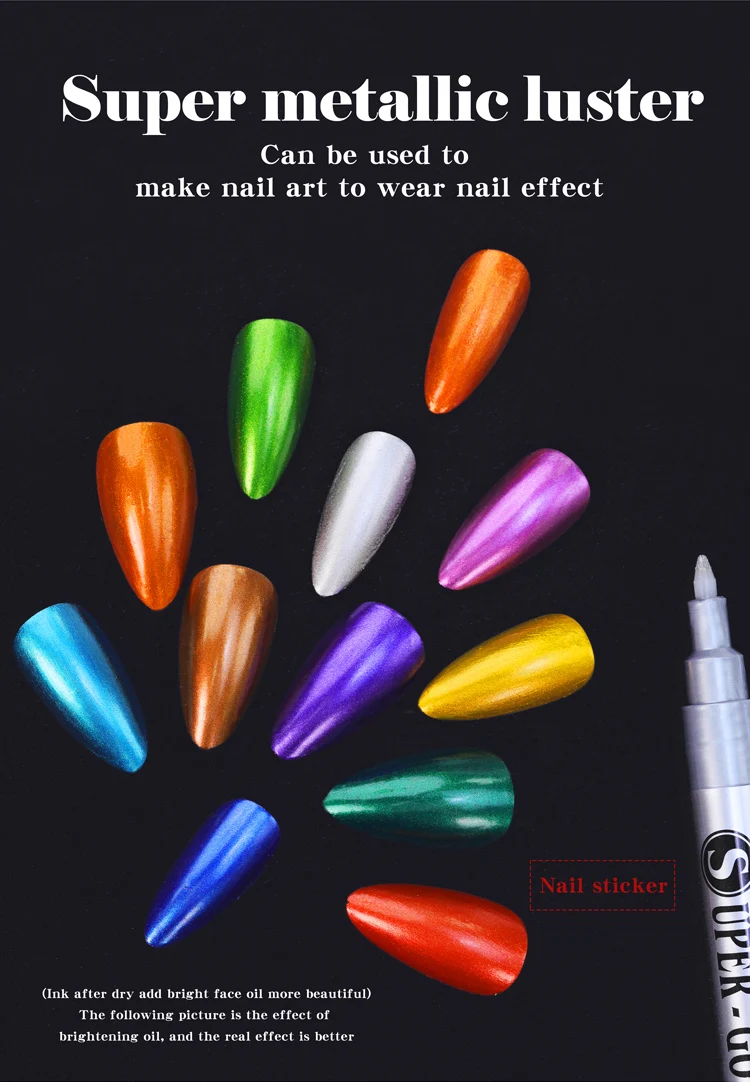 GN Metallic Acrylic Paint Pens for Rock Painting, Manicure Stone, Ceramic, Glass, Wood, Fabric, Card Stocks, 0.7mm Paint Markers