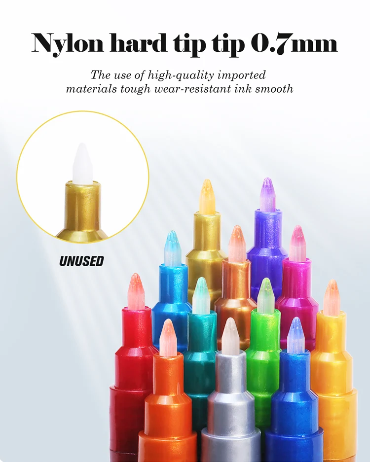 GN Metallic Acrylic Paint Pens for Rock Painting, Manicure Stone, Ceramic, Glass, Wood, Fabric, Card Stocks, 0.7mm Paint Markers