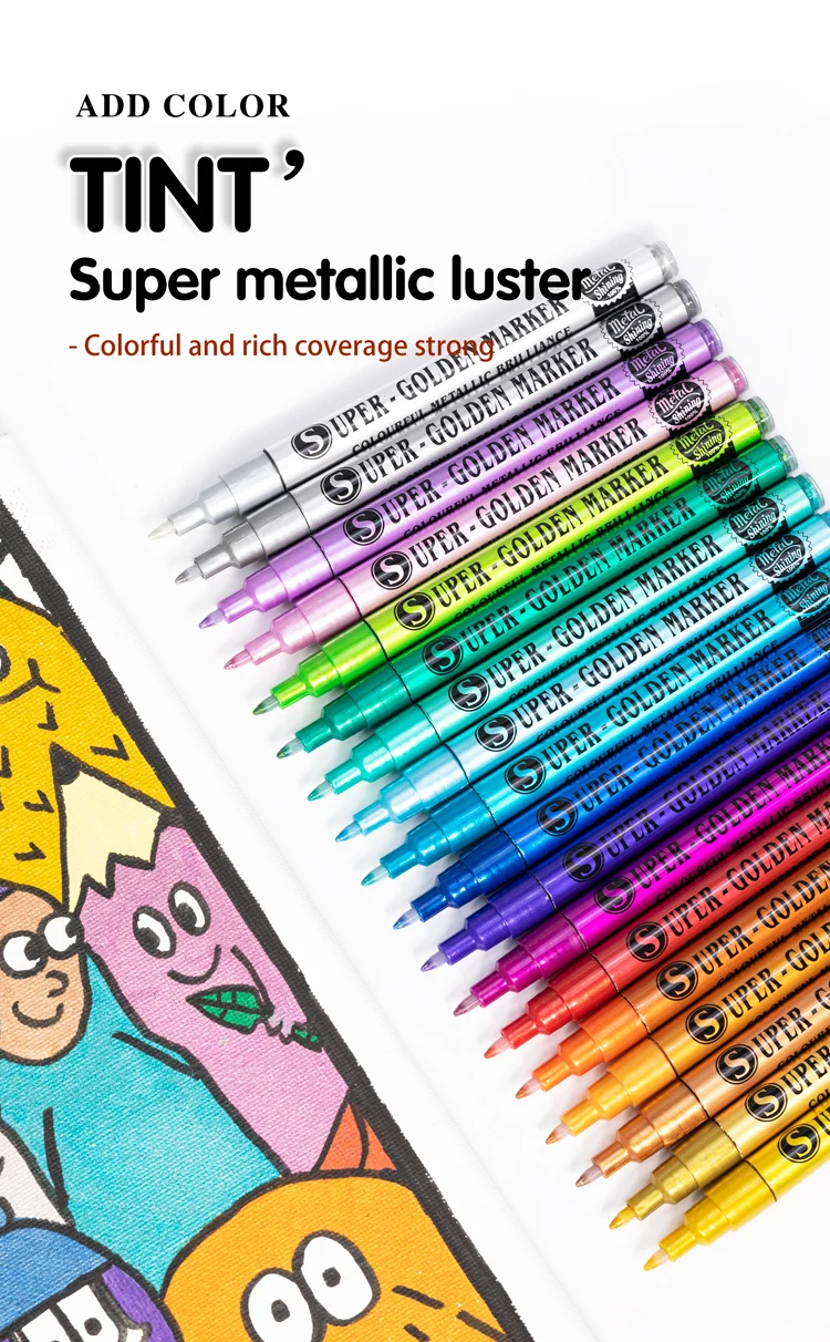 GN Metallic Acrylic Paint Pens for Rock Painting, Manicure Stone, Ceramic, Glass, Wood, Fabric, Card Stocks, 0.7mm Paint Markers