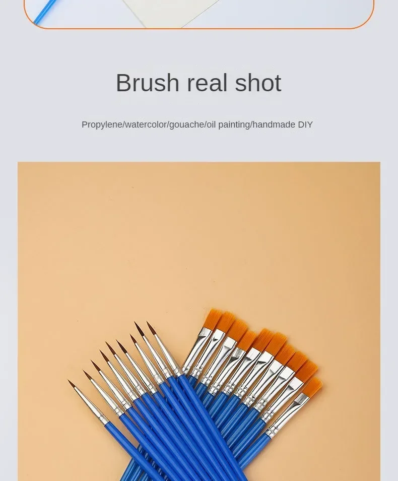 10/20/30/40/50PCS Painting Brushes Round / Flat Hair Nylon Hair Paint Brush Pen for Oil Acrylic Watercolor School Art Supplies