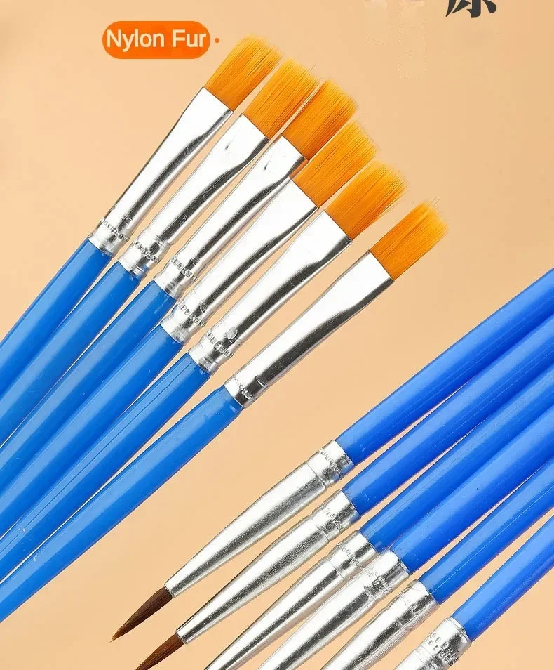 10/20/30/40/50PCS Painting Brushes Round / Flat Hair Nylon Hair Paint Brush Pen for Oil Acrylic Watercolor School Art Supplies