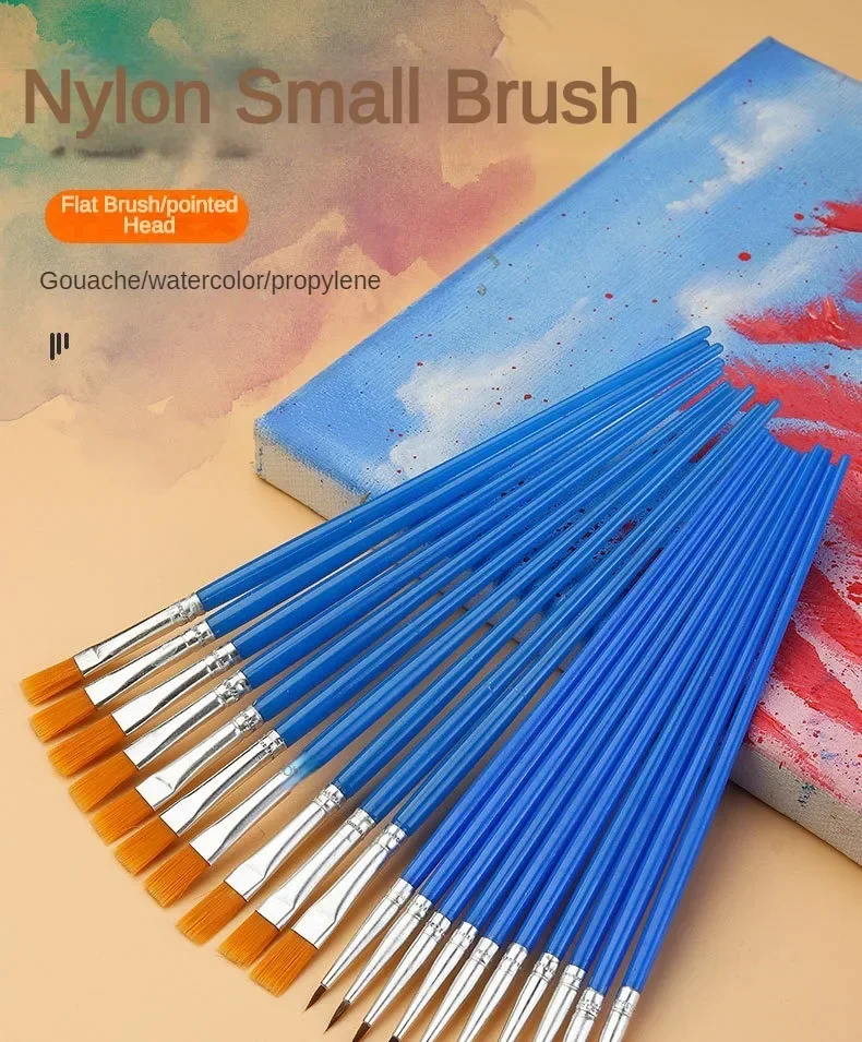 10/20/30/40/50PCS Painting Brushes Round / Flat Hair Nylon Hair Paint Brush Pen for Oil Acrylic Watercolor School Art Supplies