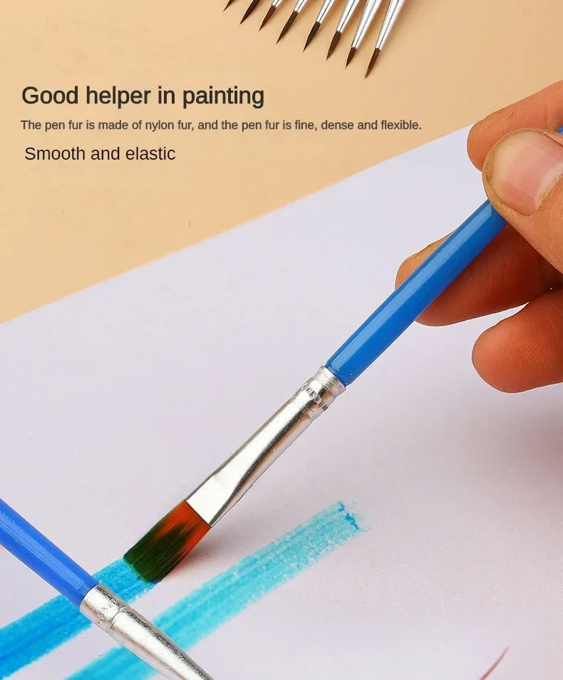 10/20/30/40/50PCS Painting Brushes Round / Flat Hair Nylon Hair Paint Brush Pen for Oil Acrylic Watercolor School Art Supplies