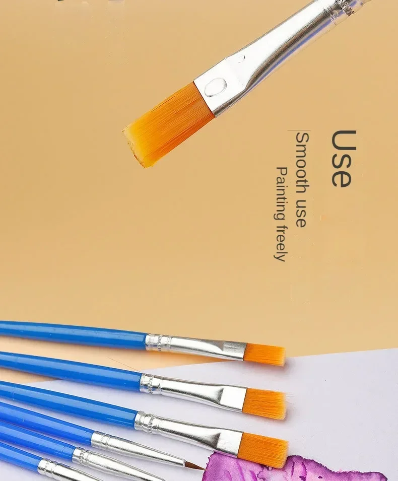 10/20/30/40/50PCS Painting Brushes Round / Flat Hair Nylon Hair Paint Brush Pen for Oil Acrylic Watercolor School Art Supplies