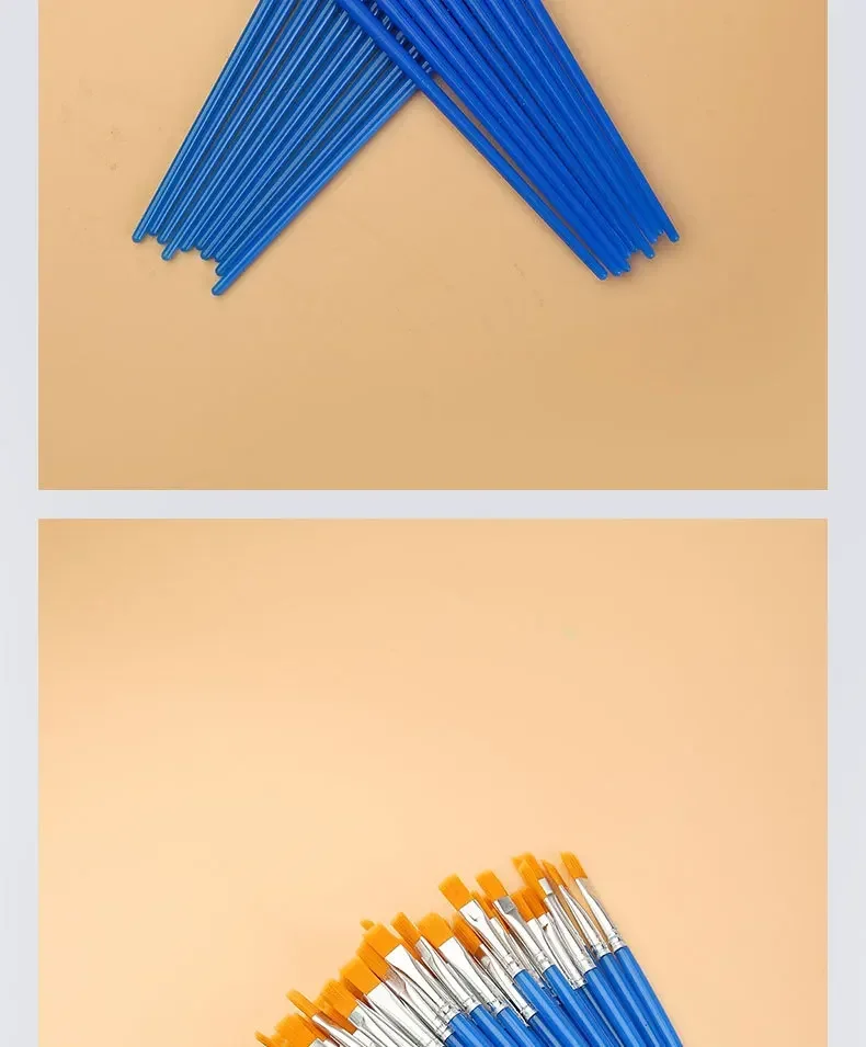 10/20/30/40/50PCS Painting Brushes Round / Flat Hair Nylon Hair Paint Brush Pen for Oil Acrylic Watercolor School Art Supplies