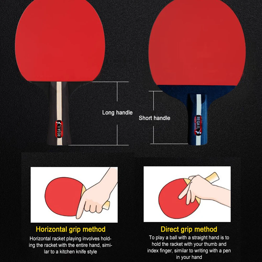 Table Tennis Racket 2 Rackets & 3 Balls Ping Pong Paddles Set Professional 2 Player Ping Pong Set with Bag for Tournament Play