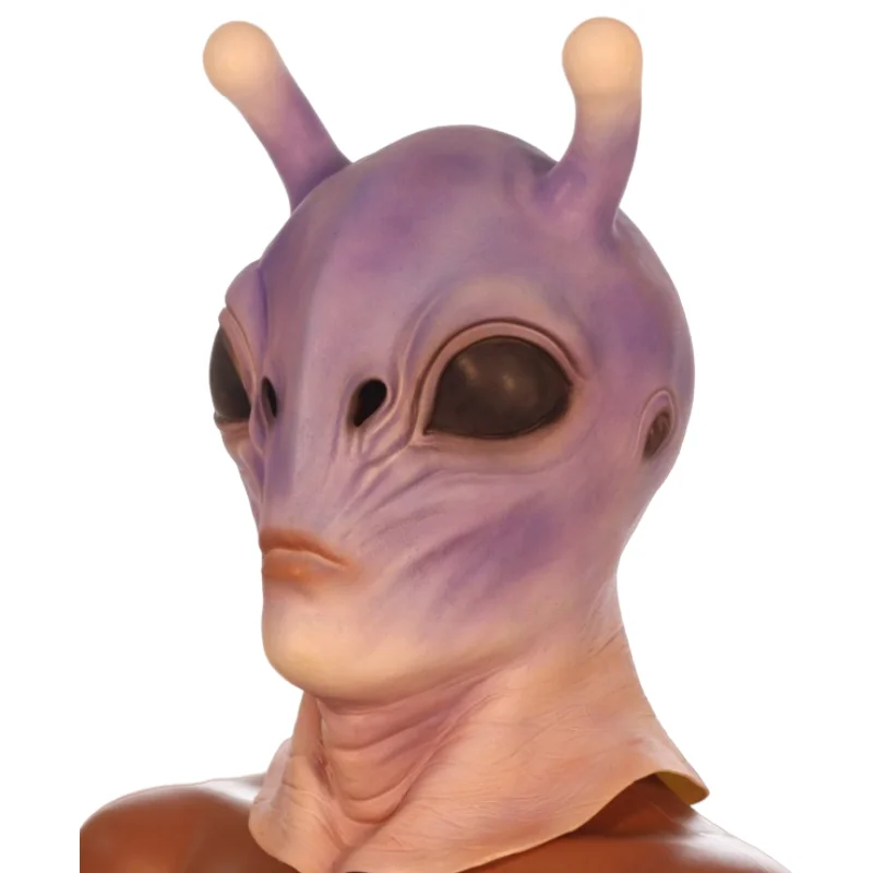 UFO Space Prop Alien Helmet Mask Halloween Cosplay Alien Mask Latex Headdress Funny Horror Costume Party  Props for adults