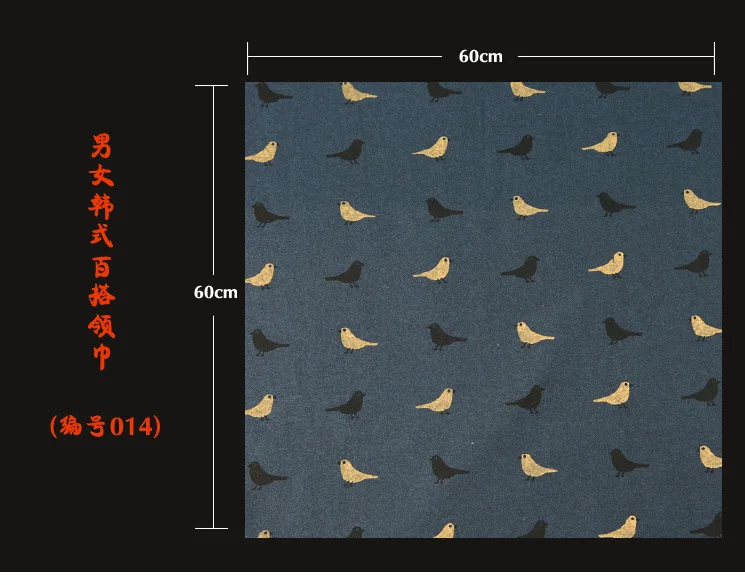 60cm Elegant Cotton Men's Cravat Floral Striped Navy Square Scarf With Button Birds Leaves Print Soft Neckerchief Suit Bandelet