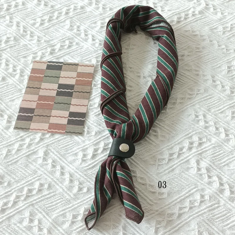 60cm Elegant Cotton Men's Cravat Floral Striped Navy Square Scarf With Button Birds Leaves Print Soft Neckerchief Suit Bandelet