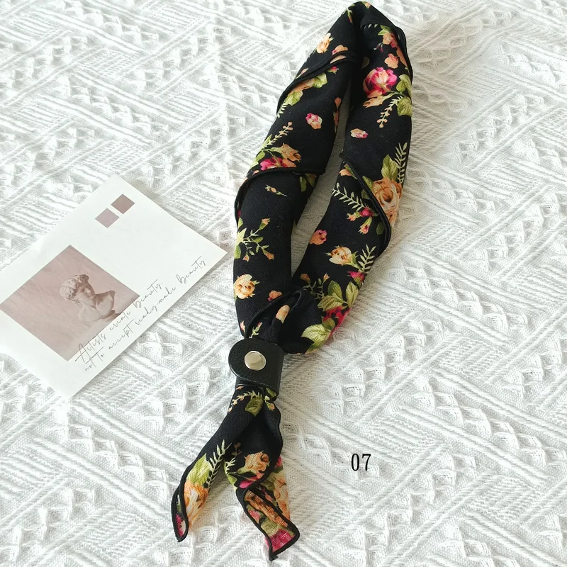 60cm Elegant Cotton Men's Cravat Floral Striped Navy Square Scarf With Button Birds Leaves Print Soft Neckerchief Suit Bandelet