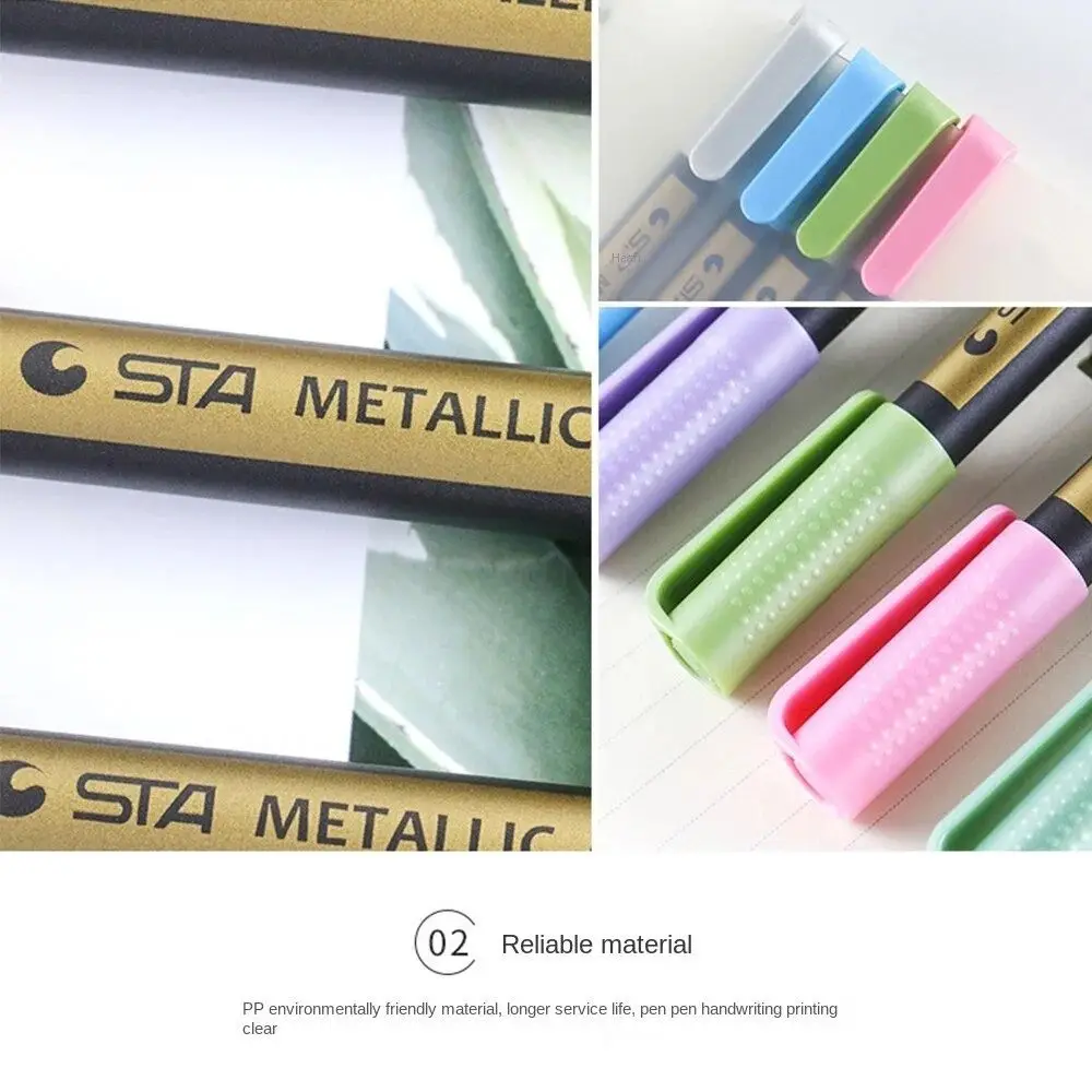 10 Colors Metallic Marker Kawaii Waterproof Permanent Paint Pen Stationery Water-based Color Pen Painting