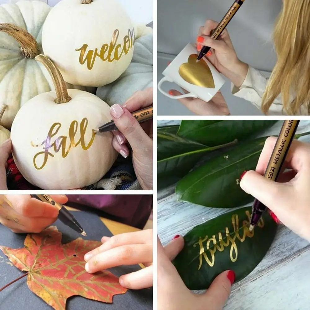 10 Colors Metallic Marker Kawaii Waterproof Permanent Paint Pen Stationery Water-based Color Pen Painting