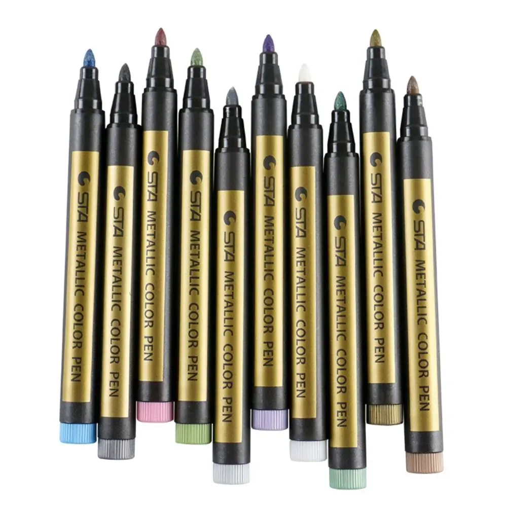 10 Colors Metallic Marker Kawaii Waterproof Permanent Paint Pen Stationery Water-based Color Pen Painting