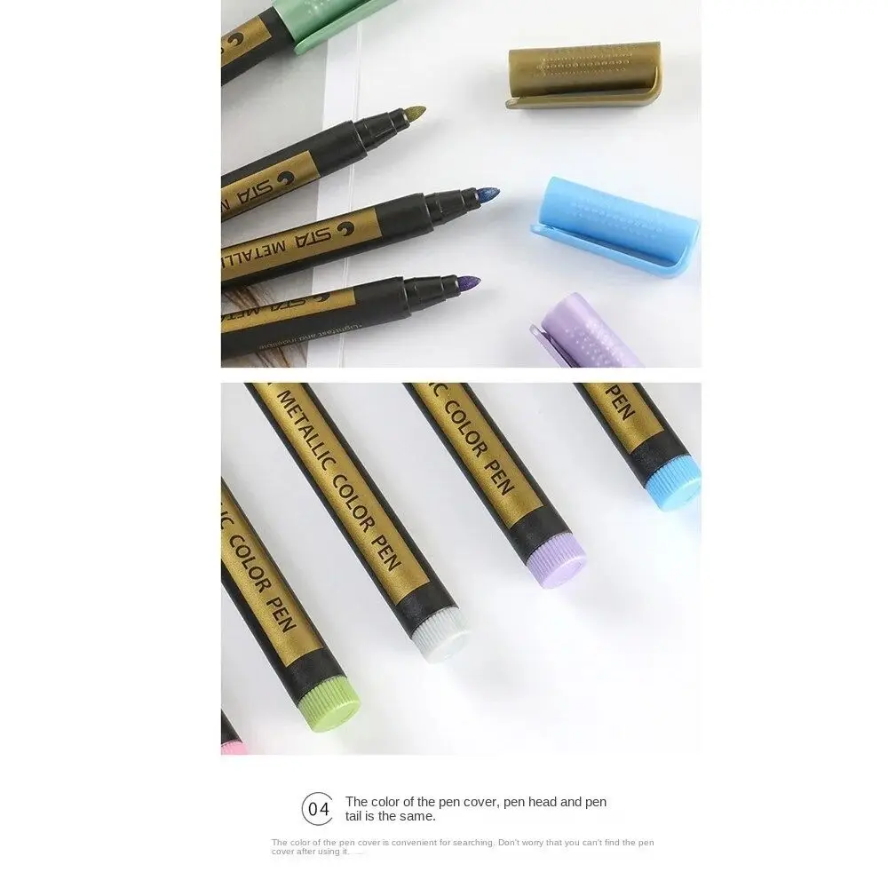 10 Colors Metallic Marker Kawaii Waterproof Permanent Paint Pen Stationery Water-based Color Pen Painting