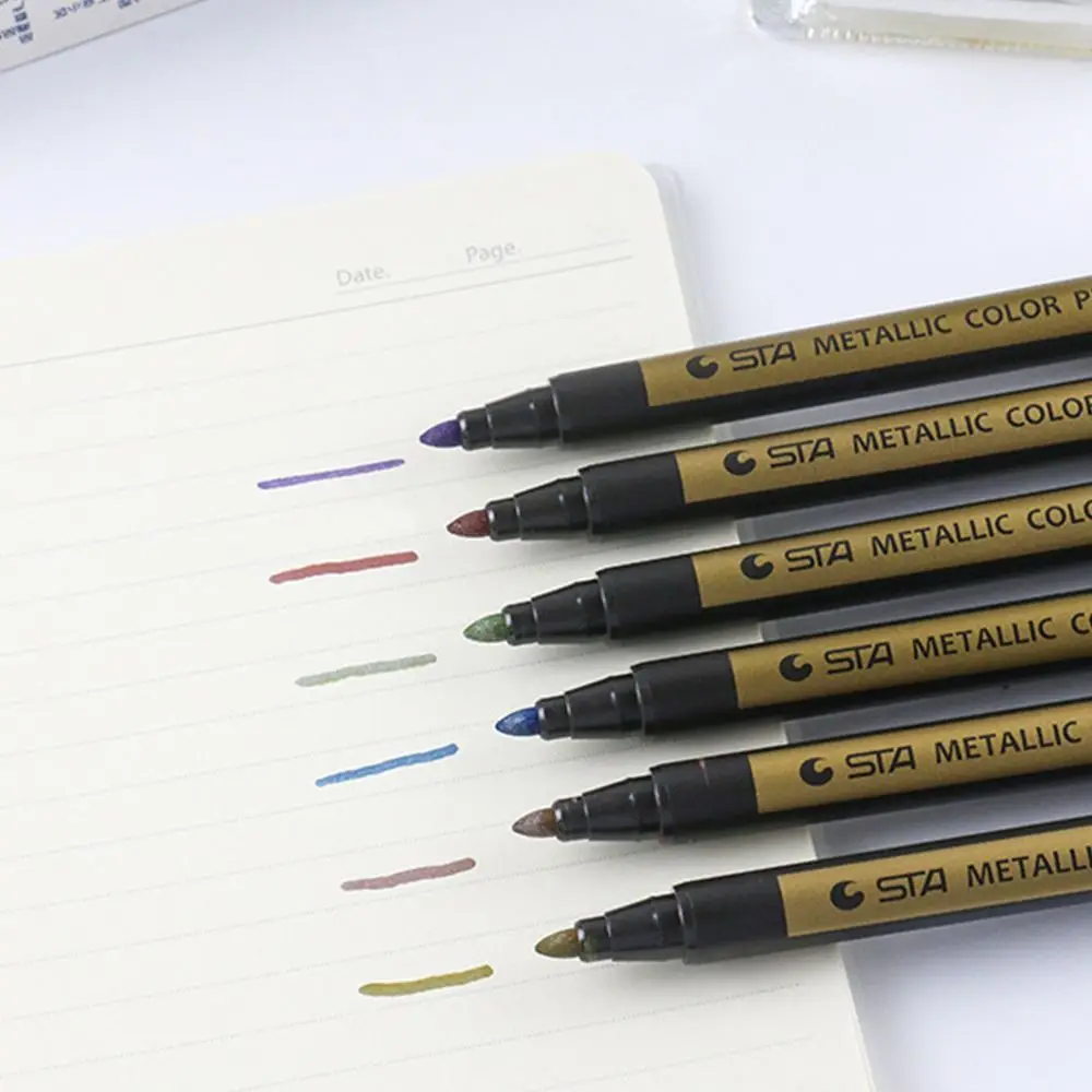10 Colors Metallic Marker Kawaii Waterproof Permanent Paint Pen Stationery Water-based Color Pen Painting