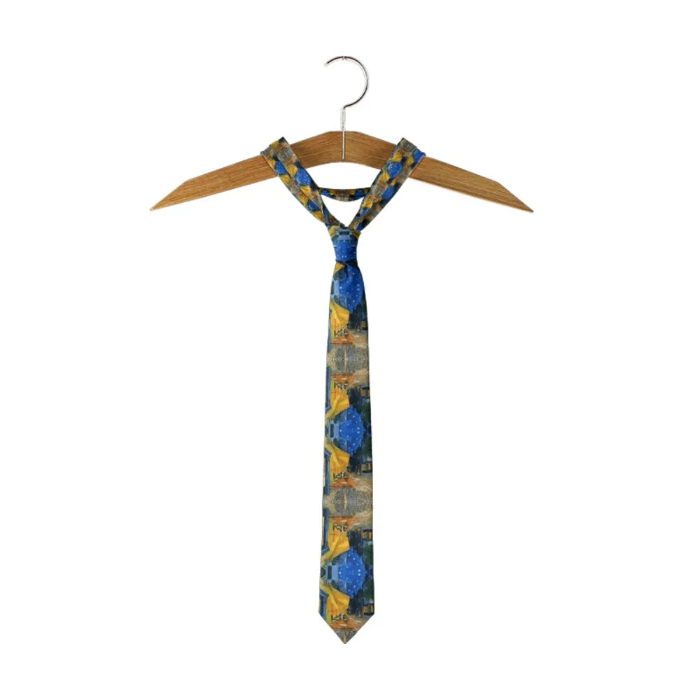 New Van Gogh Oil Painting Tie For Men Star Moon Night Retro Fun 8cm Wide Slim Necktie Accessories Daily Wear Wedding Party Gift