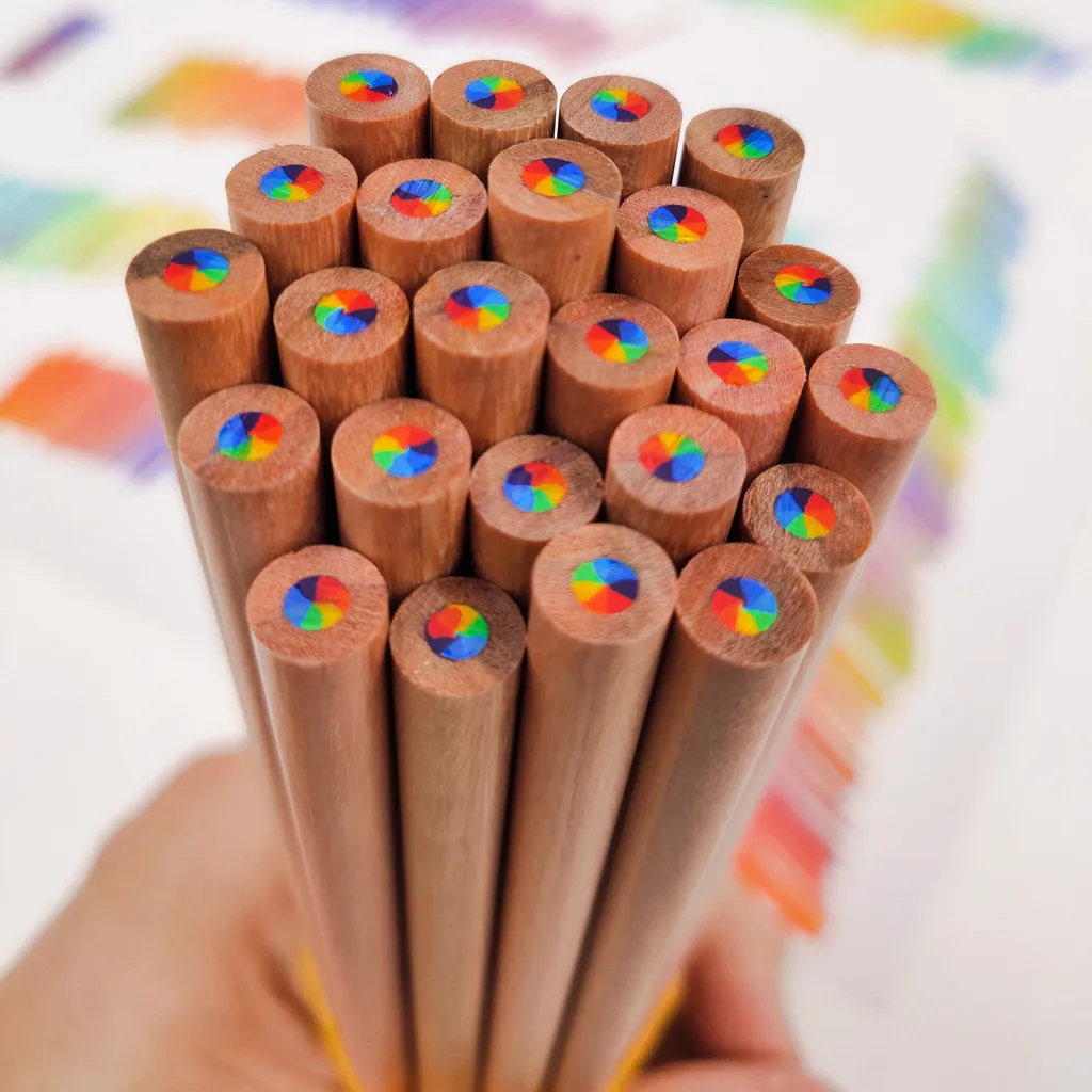 5/10pcs 7-color kawaii black wood rainbow core colored pencil drawing tool wooden pencil art supplies stationery school supplies