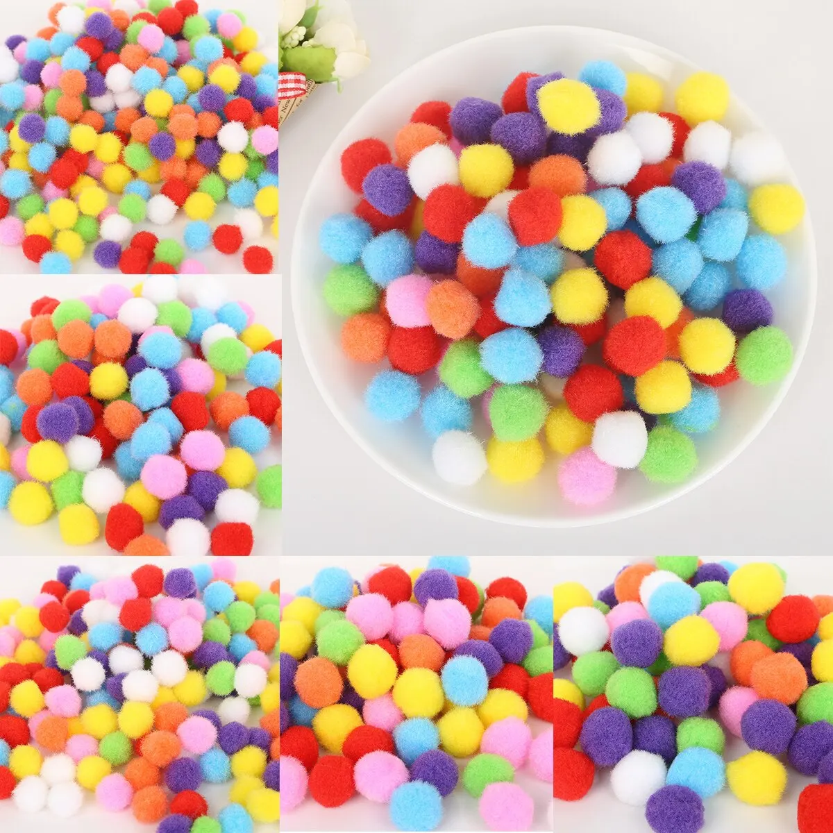 Mini Fluffy Soft Ball Colored High Elastic Ball DIY Polyester Plush Ball Shoes and Hat Accessories