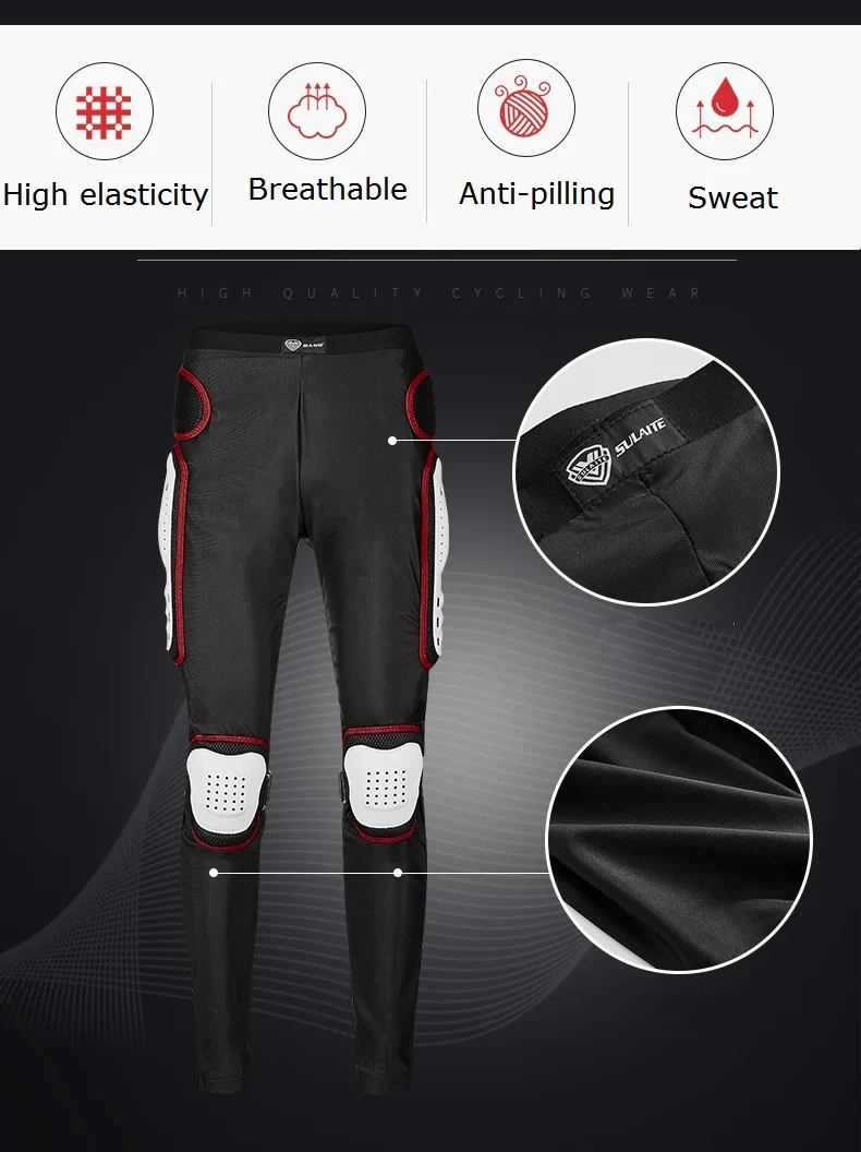 SULAITE Motorcycle Armor Trousers Motocross Pants Long Armor Knee Crotch Hip Protection Motorbike Riding Racing Equipment Shorts