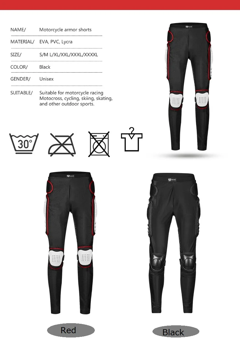 SULAITE Motorcycle Armor Trousers Motocross Pants Long Armor Knee Crotch Hip Protection Motorbike Riding Racing Equipment Shorts