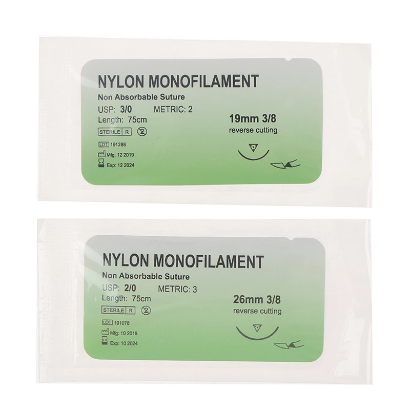 12 Pcs/Set Medical Needle Suture Nylon Monofilament Thread Suture Practice Kit