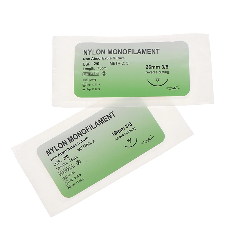12 Pcs/Set Medical Needle Suture Nylon Monofilament Thread Suture Practice Kit