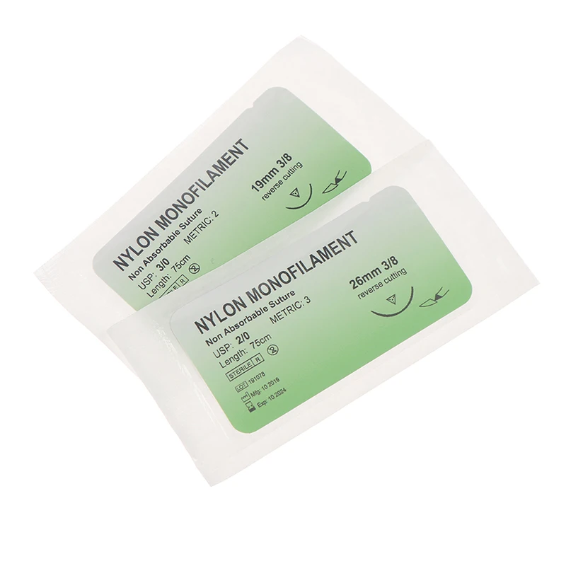 12 Pcs/Set Medical Needle Suture Nylon Monofilament Thread Suture Practice Kit