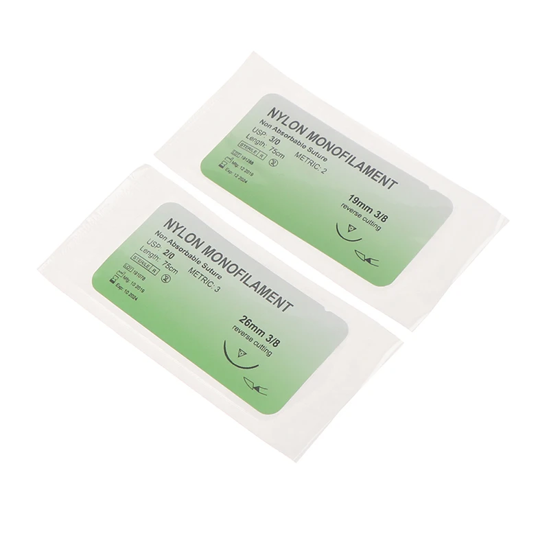 12 Pcs/Set Medical Needle Suture Nylon Monofilament Thread Suture Practice Kit