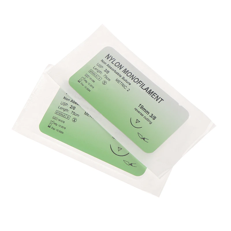 12 Pcs/Set Medical Needle Suture Nylon Monofilament Thread Suture Practice Kit