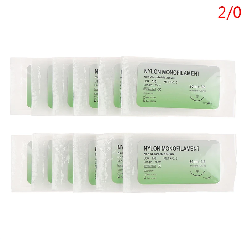 12 Pcs/Set Medical Needle Suture Nylon Monofilament Thread Suture Practice Kit