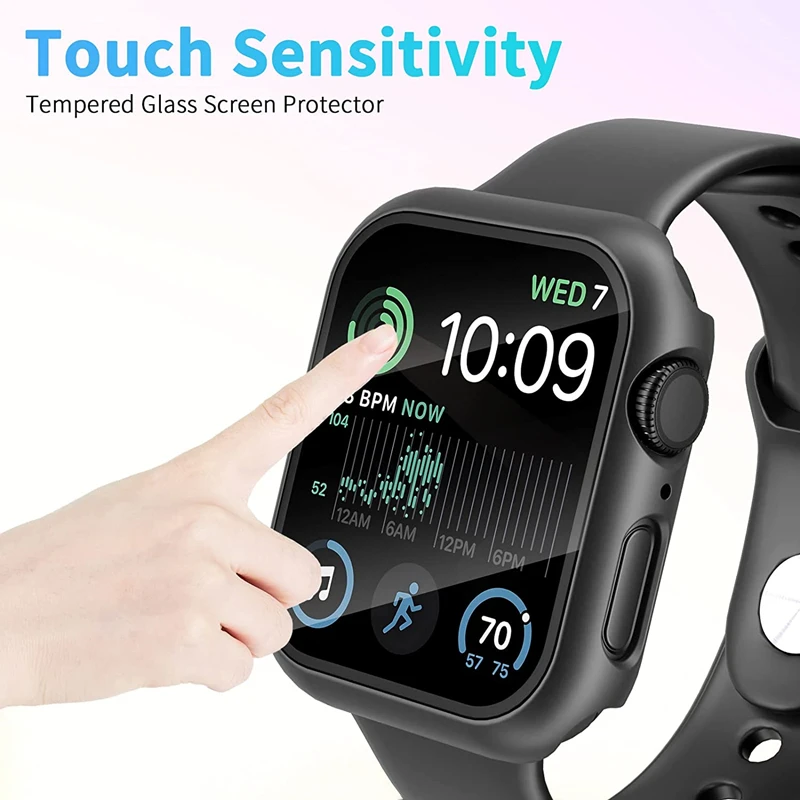 Glass+Cover For Apple Watch case 8 7 6 SE 5 9 iWatch Accessorie Screen Protector Apple watch serie 44mm 40mm 41mm 45mm 42mm 38mm