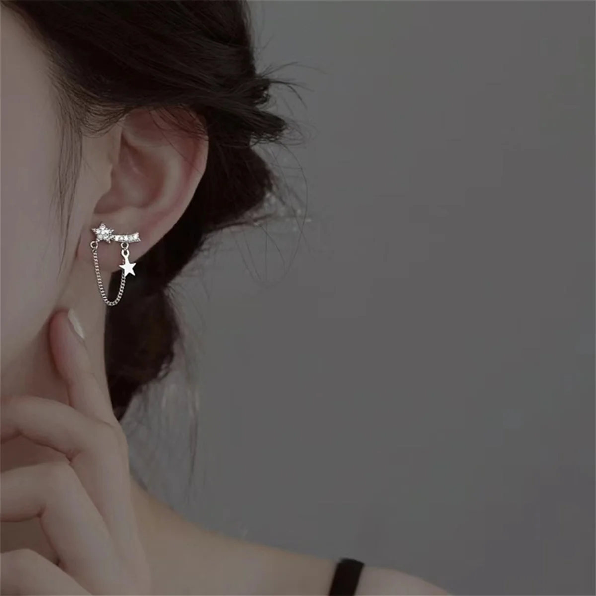 Korean Exquisite Planet Moon Butterfly Tassel Earrings for Women Sparkling Crystal Asymmetrical Drop Earrings Girl Party Jewelry