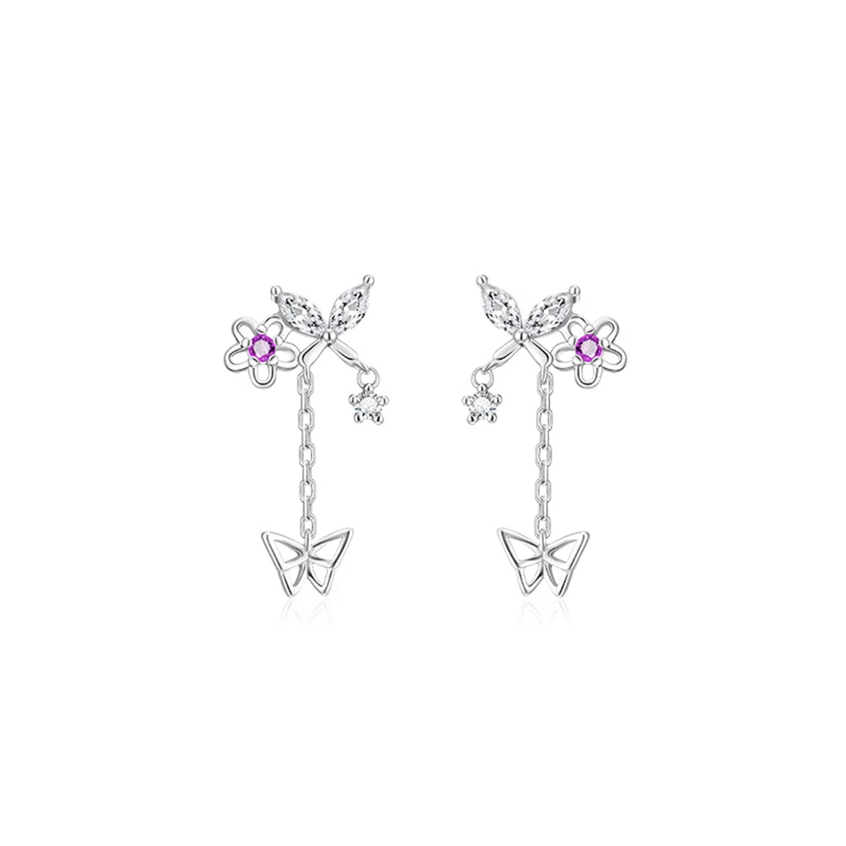 Korean Exquisite Planet Moon Butterfly Tassel Earrings for Women Sparkling Crystal Asymmetrical Drop Earrings Girl Party Jewelry
