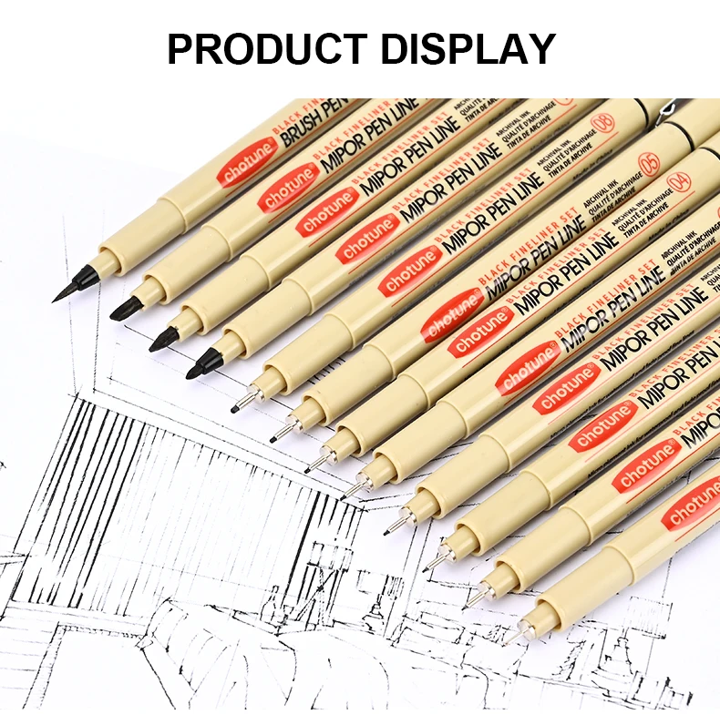 12 Tip Pigment Liner Micron Ink Marker Pen for Manga Draw Sketching Needle Pen Hook Line Pen Sketch Stationery Set Art Supplies